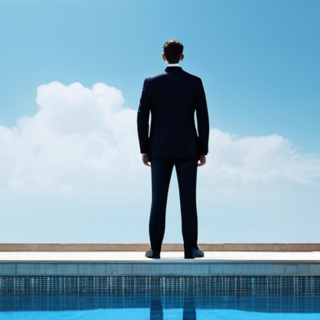 출구 전략의 실패 원인 분석 및 예방책 - **Prompt:** A meticulously dressed business professional, in a classic dark suit and tie, stands on ...