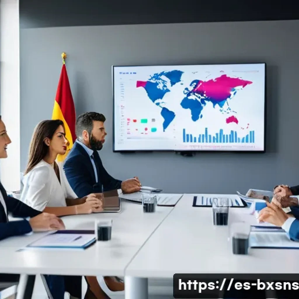 출구 전략 설계 시 고려해야 할 요소들 - A professional business meeting scene set in a modern Spanish office, featuring diverse entrepreneur...