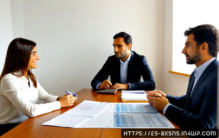 비즈니스 출구 전략의 변화 관리 기법 - Photorealistic Spanish small-business transition meeting in a bright modern office, diverse adult ow...